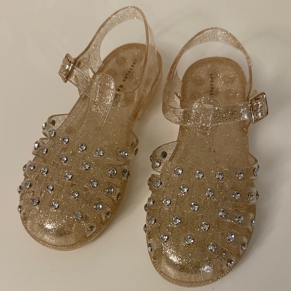Loeffler Randall Gold Glitter Sandals with Silver Accents